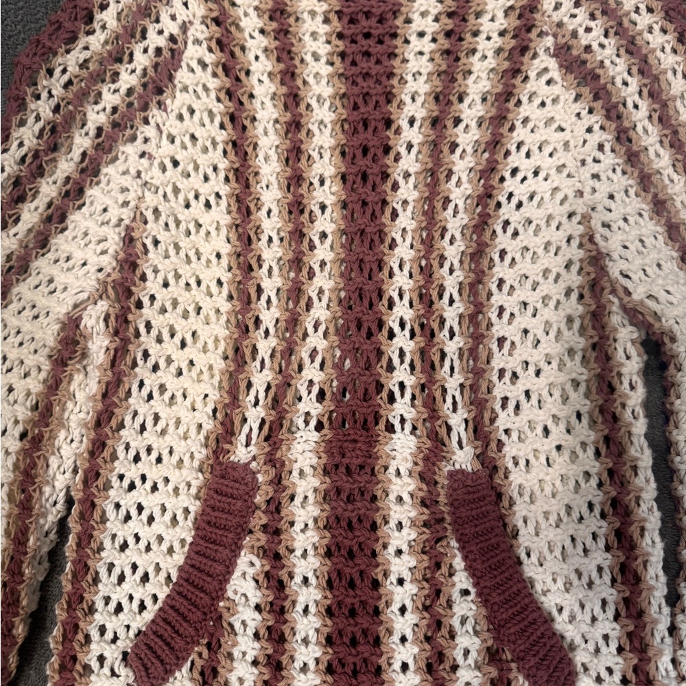 Free People Open Knit Sweater - Cream and Brown - Picture 5 of 5